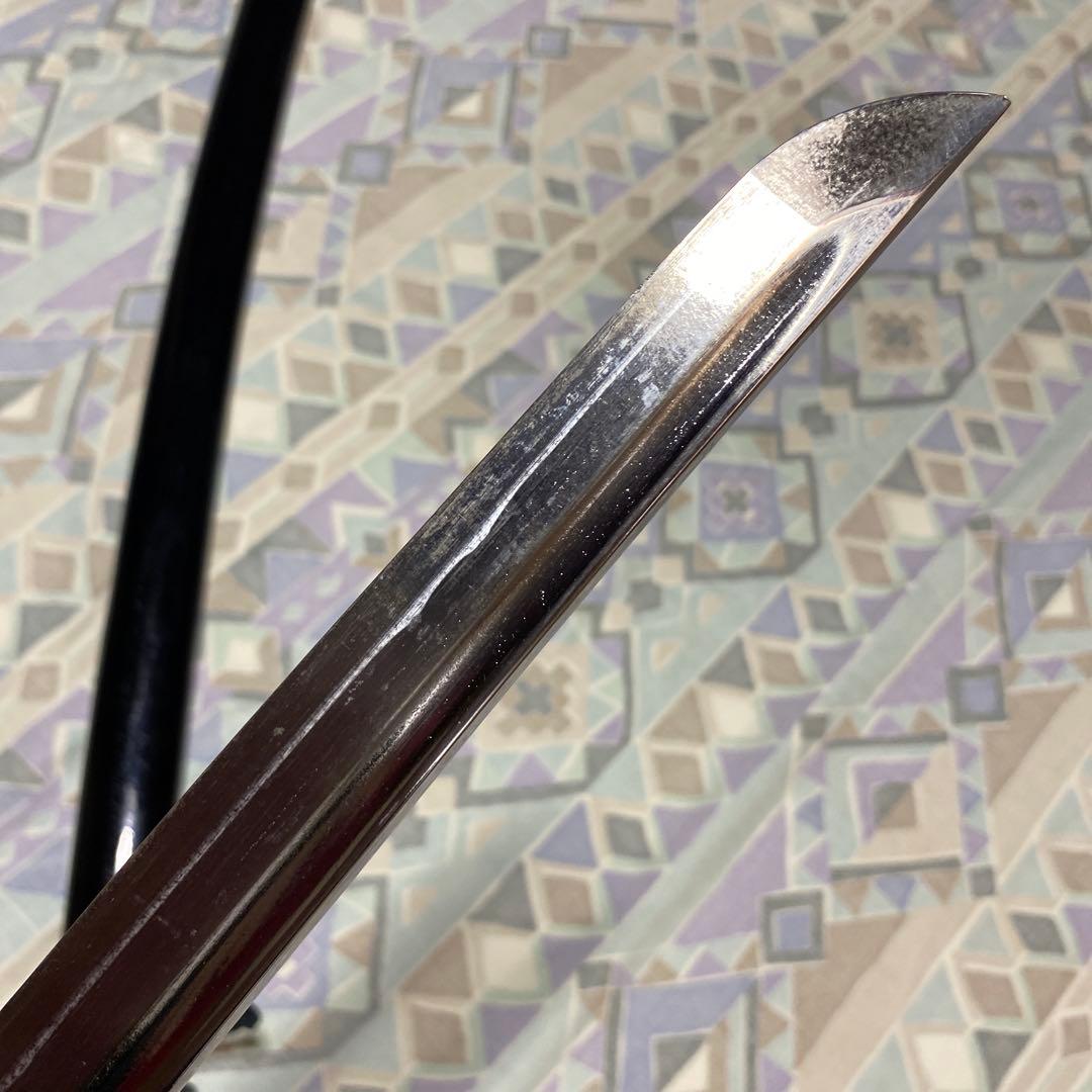 女性•少年用居合刀 黒柄 鶴羽透し丸鍔 黒呂鞘