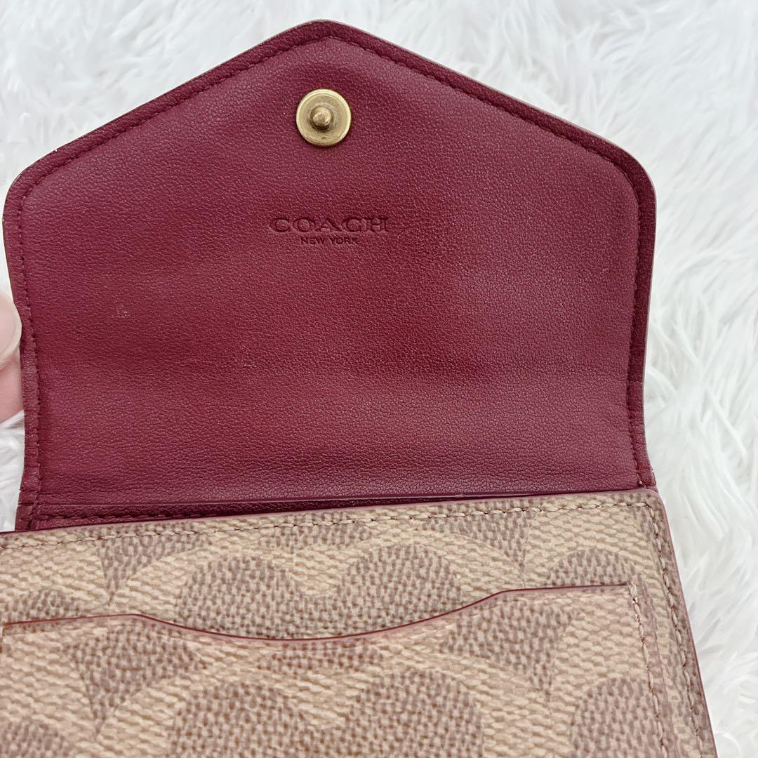 COACH 三つ折り財布 シグネチャー Cロゴ ブラウン コンパクト ミニ財布