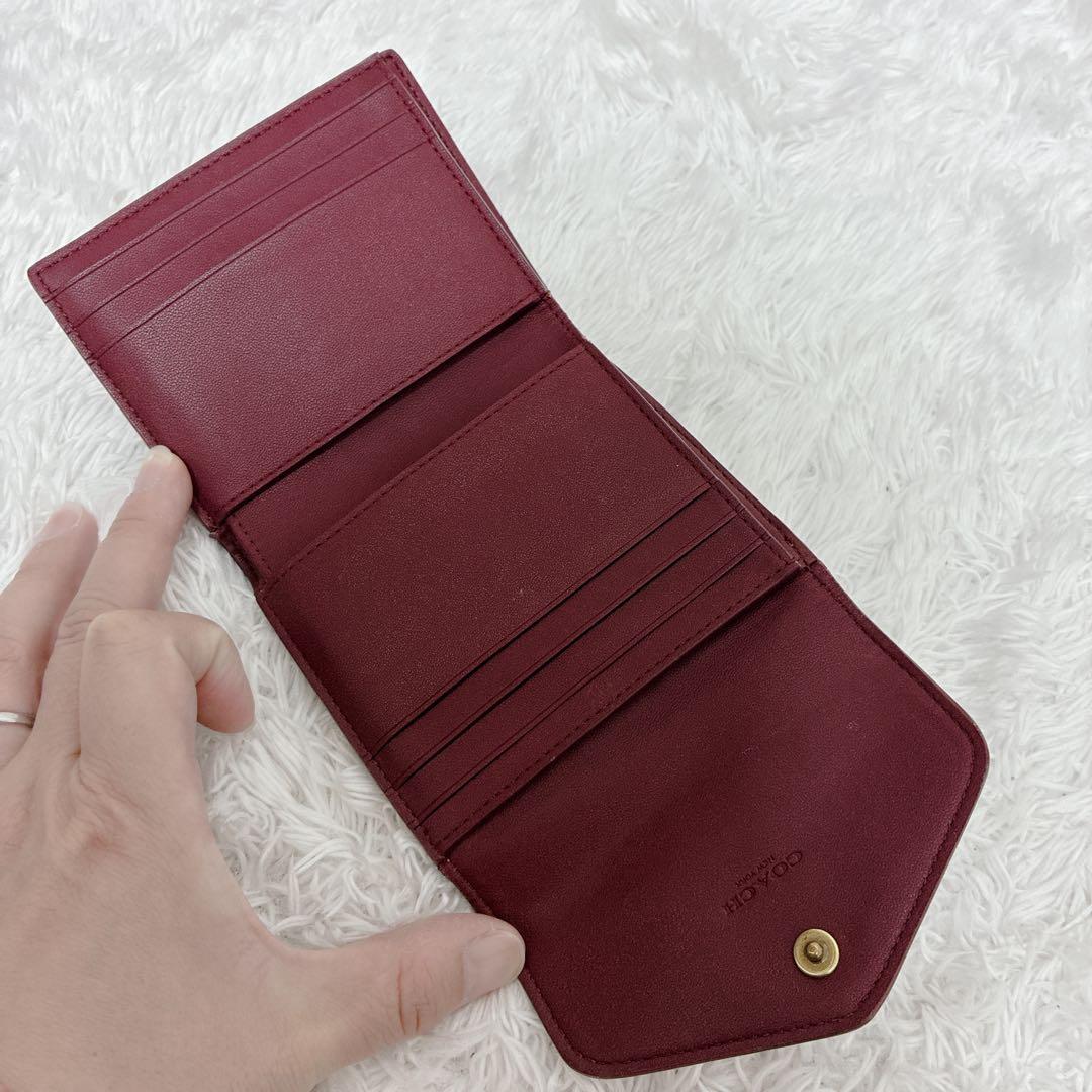 COACH 三つ折り財布 シグネチャー Cロゴ ブラウン コンパクト ミニ財布