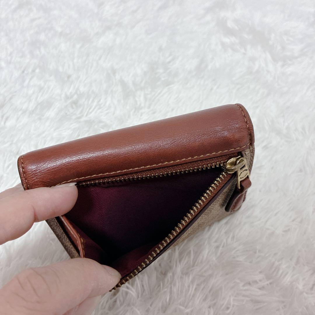 COACH 三つ折り財布 シグネチャー Cロゴ ブラウン コンパクト ミニ財布