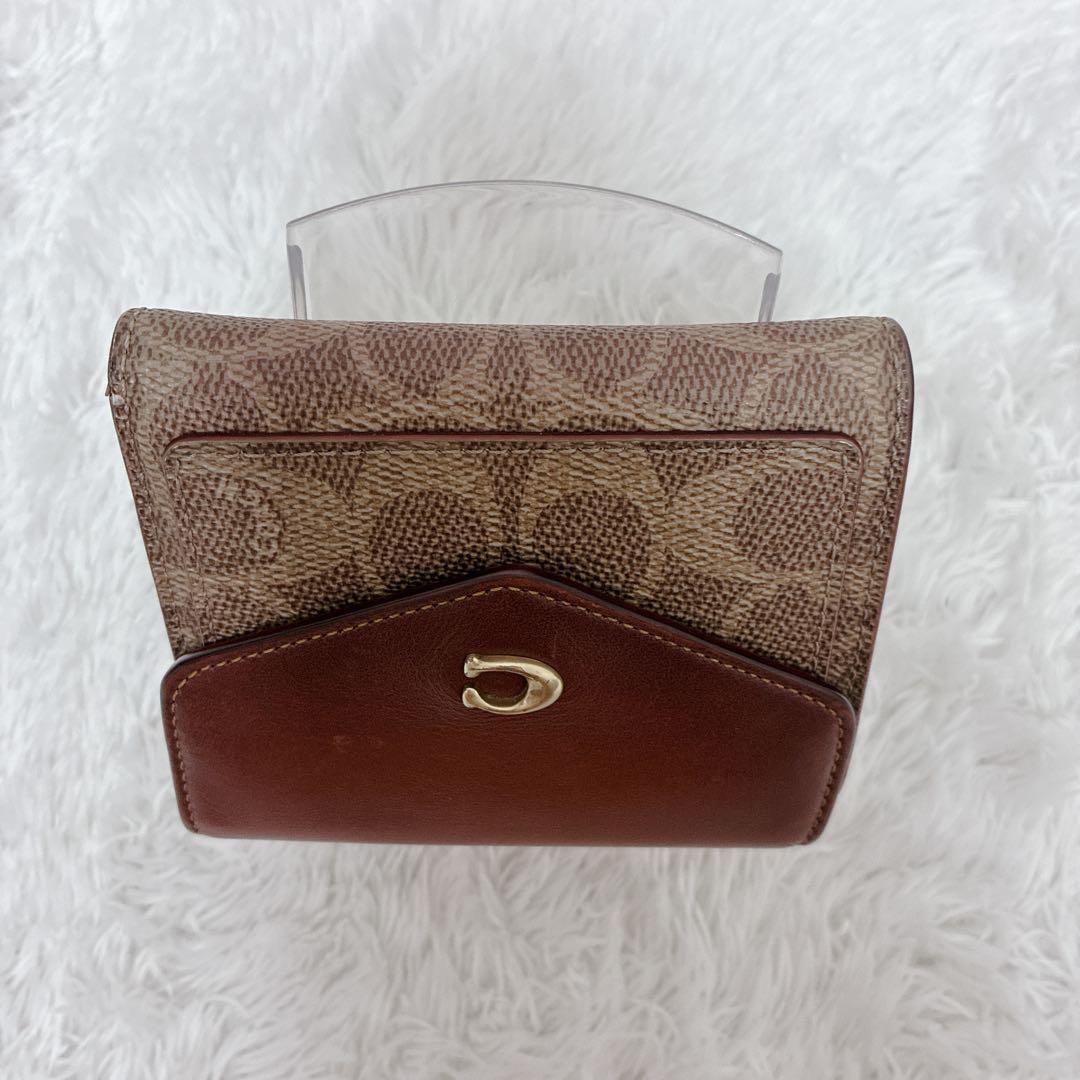 COACH 三つ折り財布 シグネチャー Cロゴ ブラウン コンパクト ミニ財布
