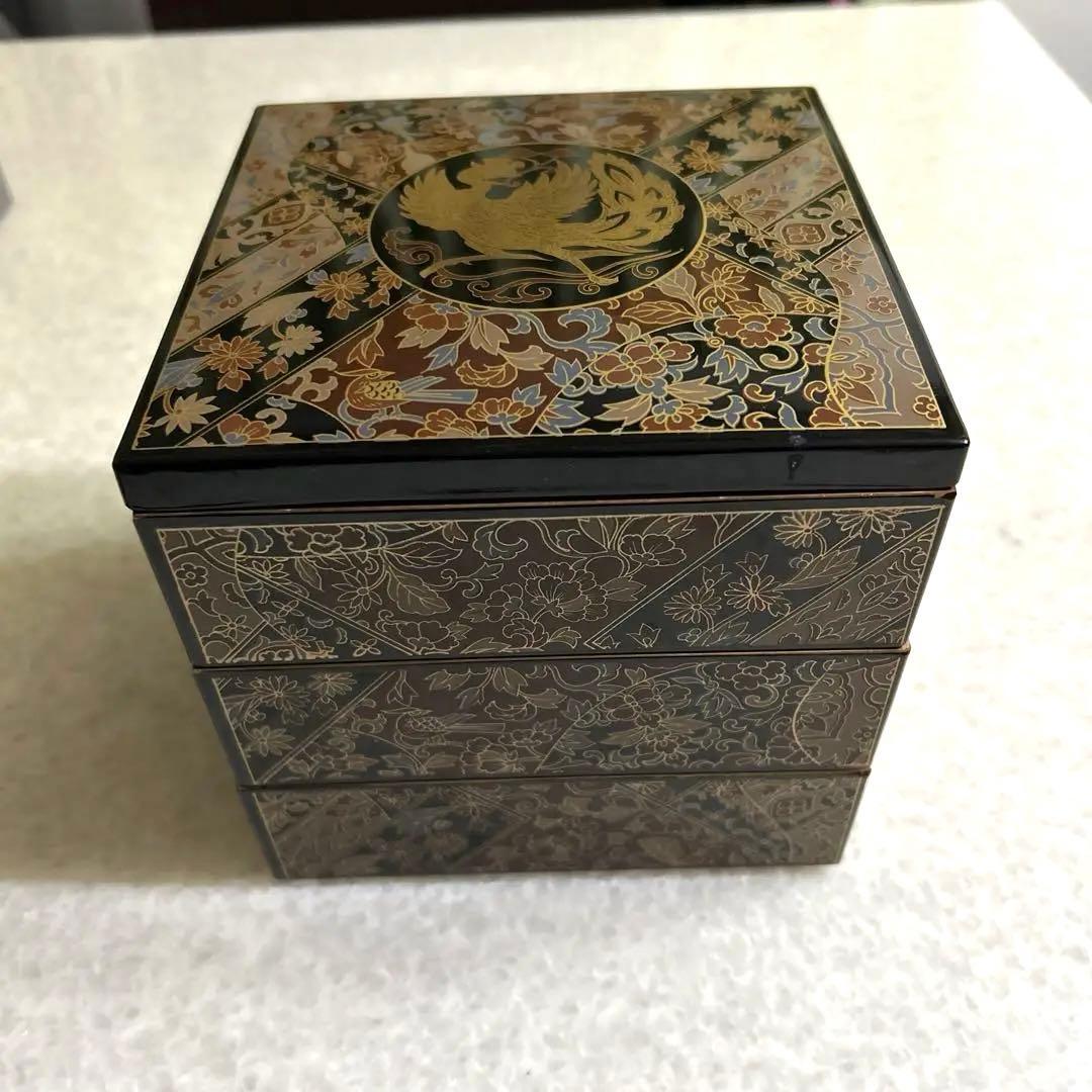 正倉院鳳凰　三段重　重箱　漆器　蒔絵　新品　未使用　おせち料理