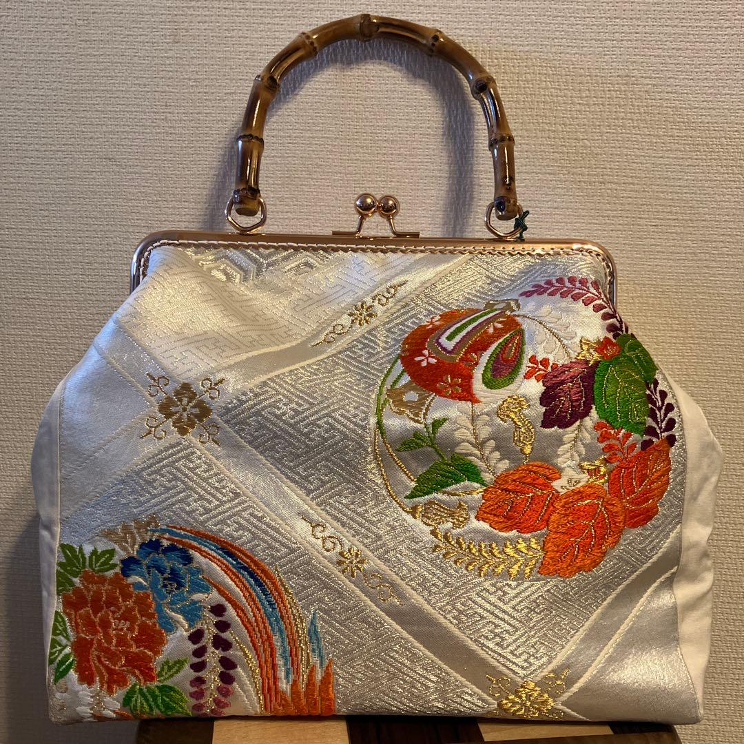 ハンドメイド　帯リメイク　がま口バッグ