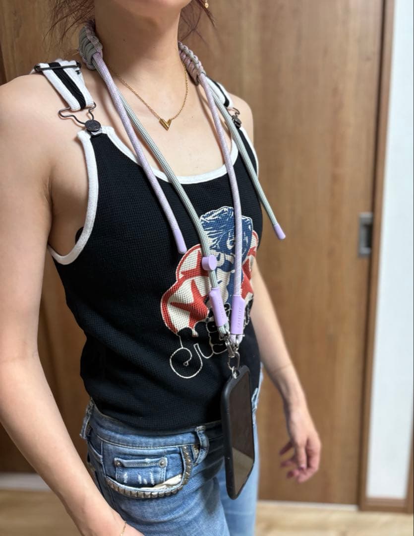 【値下げ‼️】ケースティファイ★ スマホショルダー（ロープ）ライラック