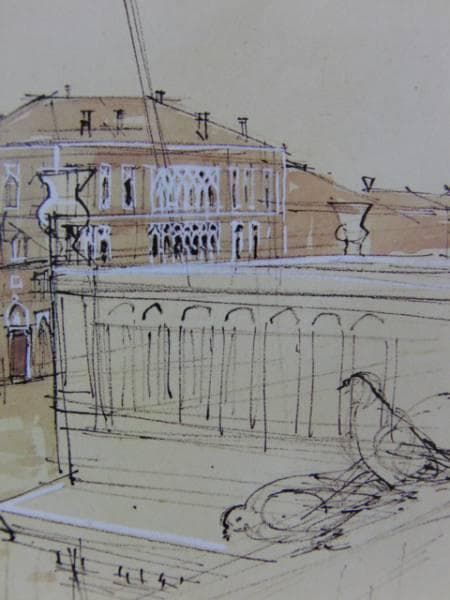 小磯良平、【ヴェニスの大運河 】、希少な限定額装用画集画、新品高級額 額装付