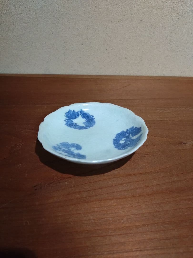 古伊万里 蒟蒻印判 花紋 輪花平盃 小皿