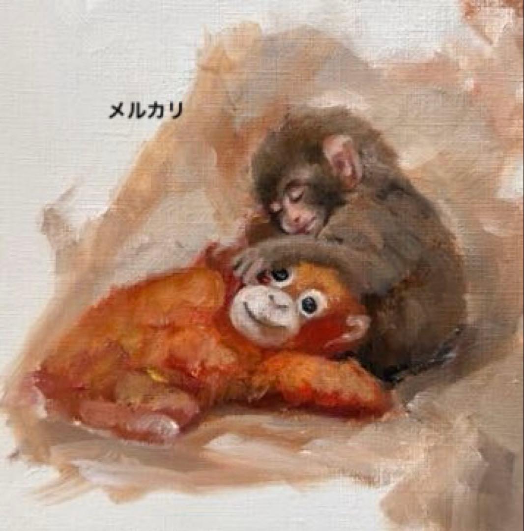 パンチくん オランウータンぬいぐるみ 猿 作家様 原画 手描きイラスト 絵 油絵