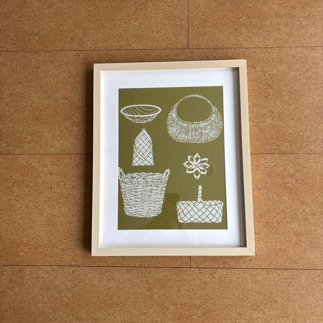 北欧暮らしの道具店 シルクスクリーン オリジナル プレート かご2枚セット 額付