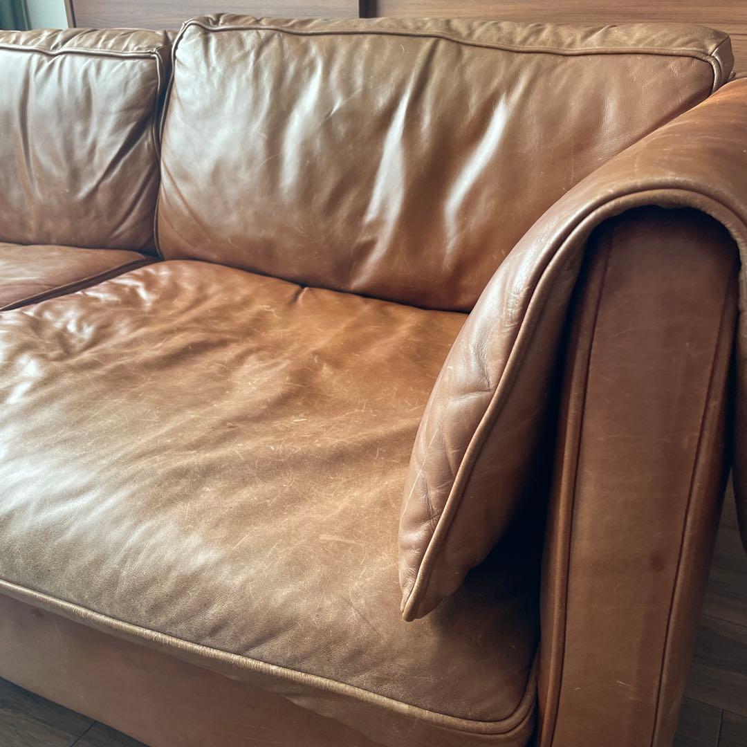 ACTUS アクタス five by five ソファ 3人掛け 革 オットマン