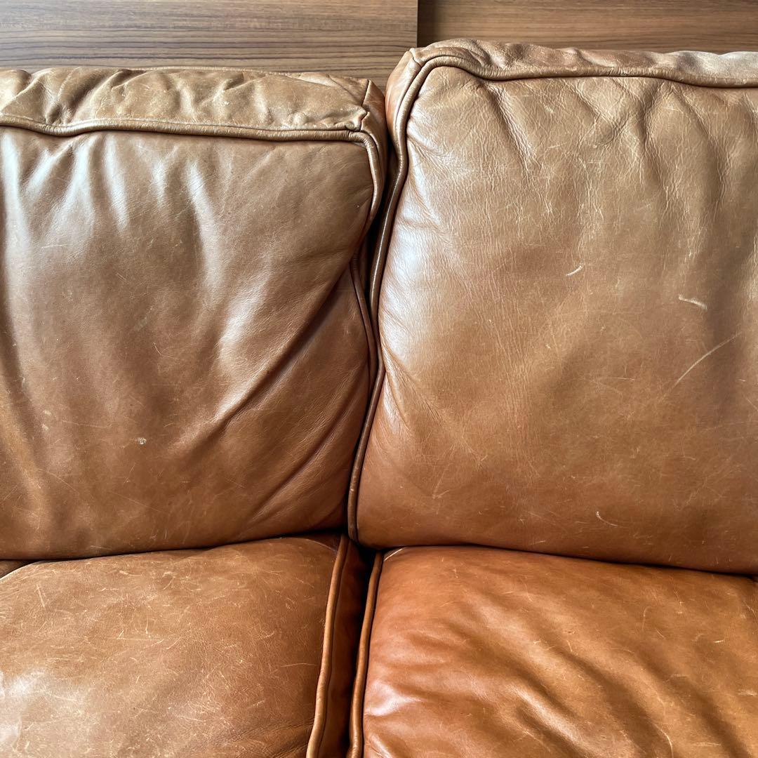 ACTUS アクタス five by five ソファ 3人掛け 革 オットマン