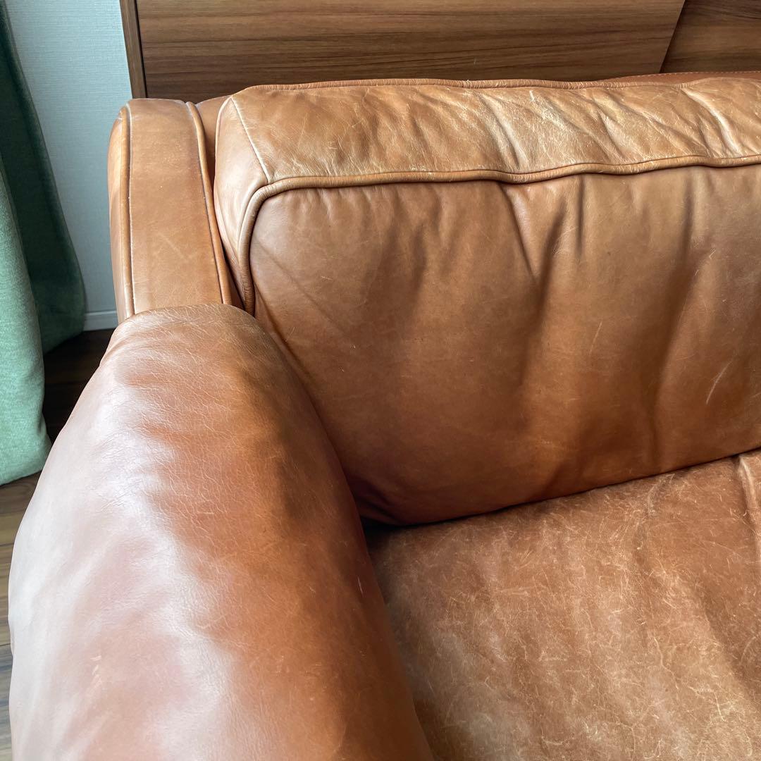 ACTUS アクタス five by five ソファ 3人掛け 革 オットマン