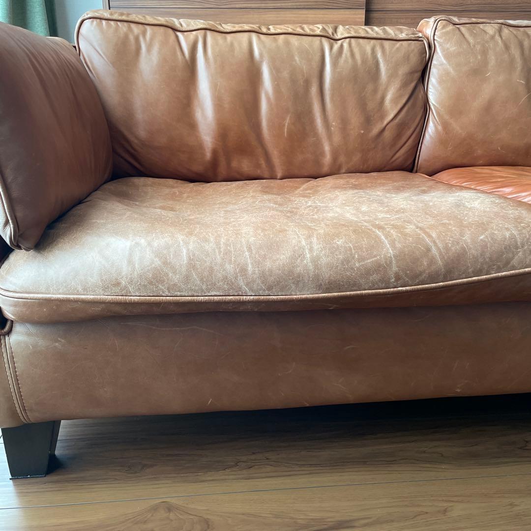 ACTUS アクタス five by five ソファ 3人掛け 革 オットマン