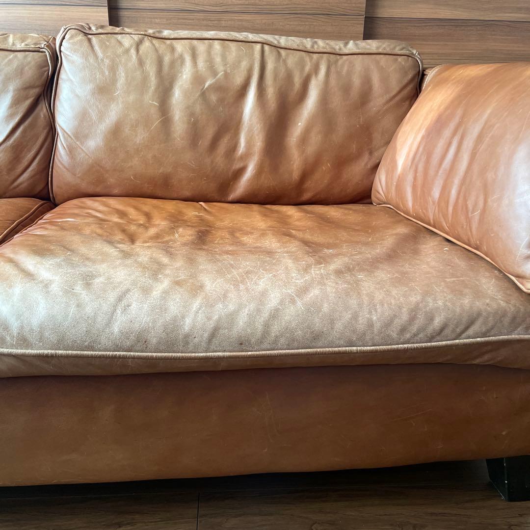 ACTUS アクタス five by five ソファ 3人掛け 革 オットマン