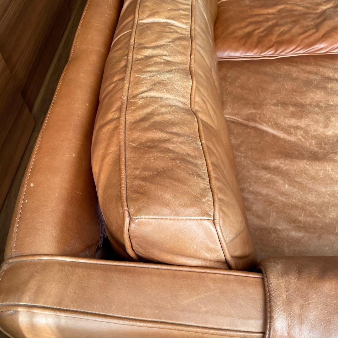 ACTUS アクタス five by five ソファ 3人掛け 革 オットマン