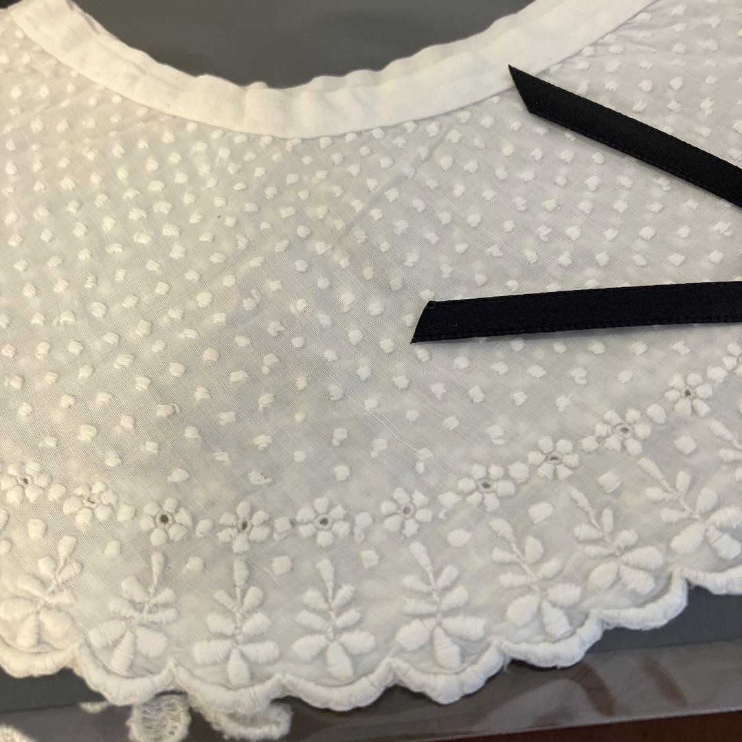 アンティークレース　白刺繍のつけ襟