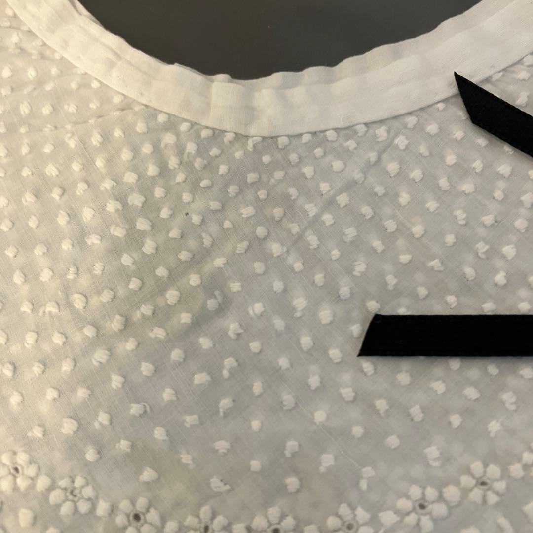 アンティークレース　白刺繍のつけ襟