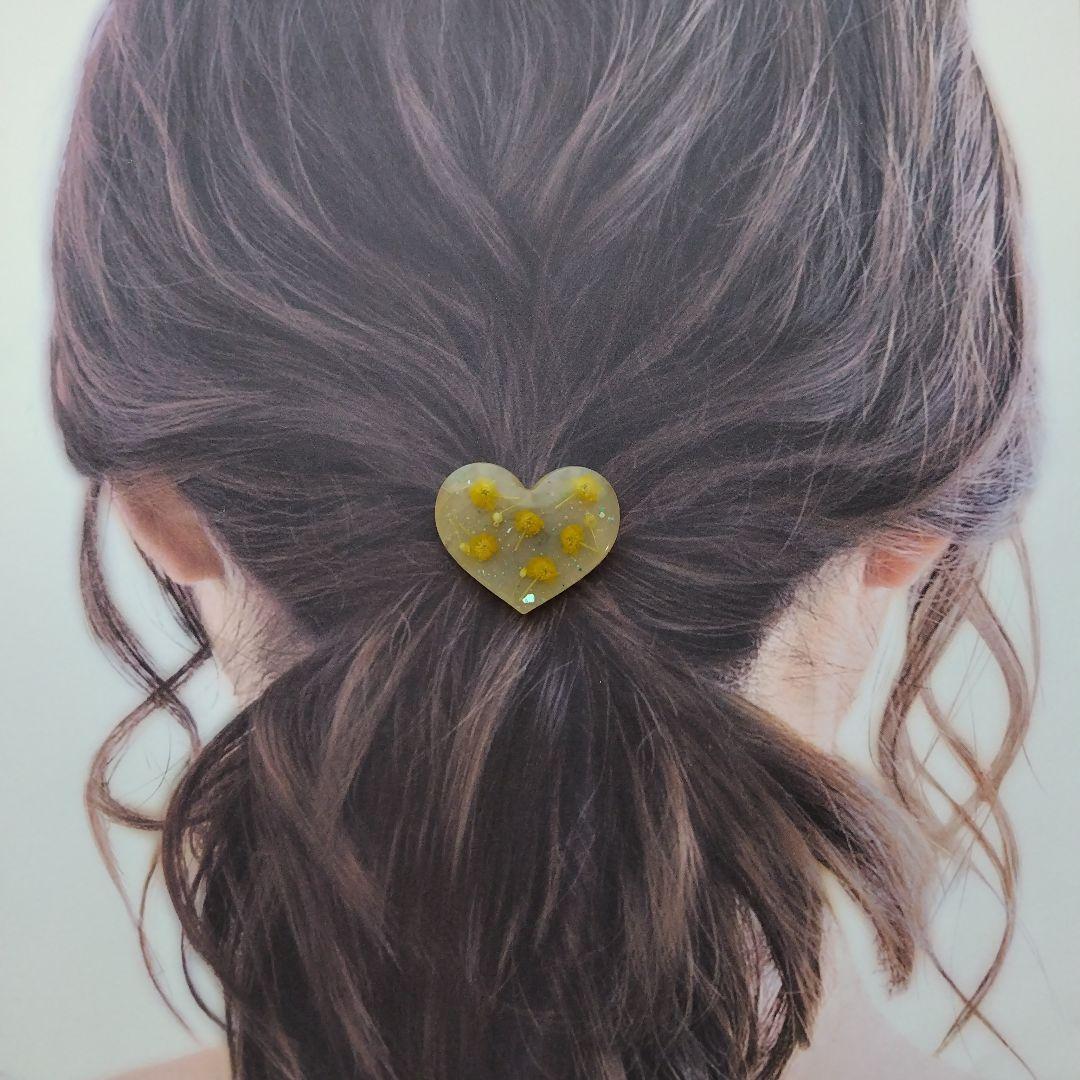 ミモザシンプルハートレジンヘアゴム