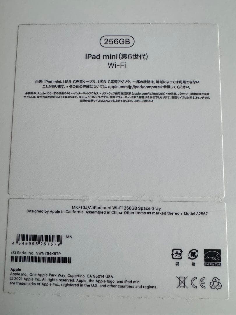 iPad mini6第6世代　256GB＋Apple pencil セット