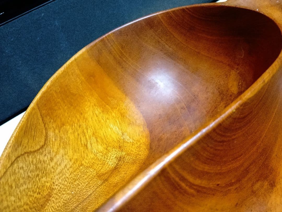 北欧モダン　ビンテージ　チーク　無垢材　カービング　トレイ　ボール　小物入れ