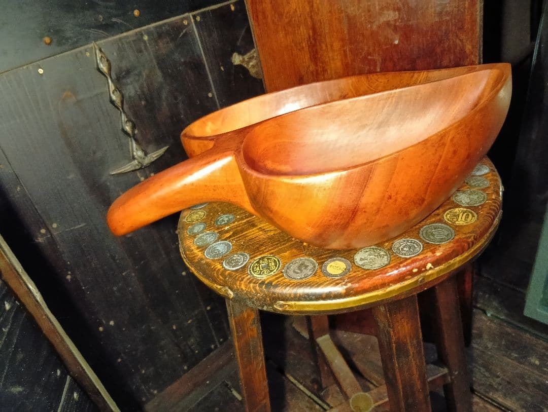 北欧モダン　ビンテージ　チーク　無垢材　カービング　トレイ　ボール　小物入れ