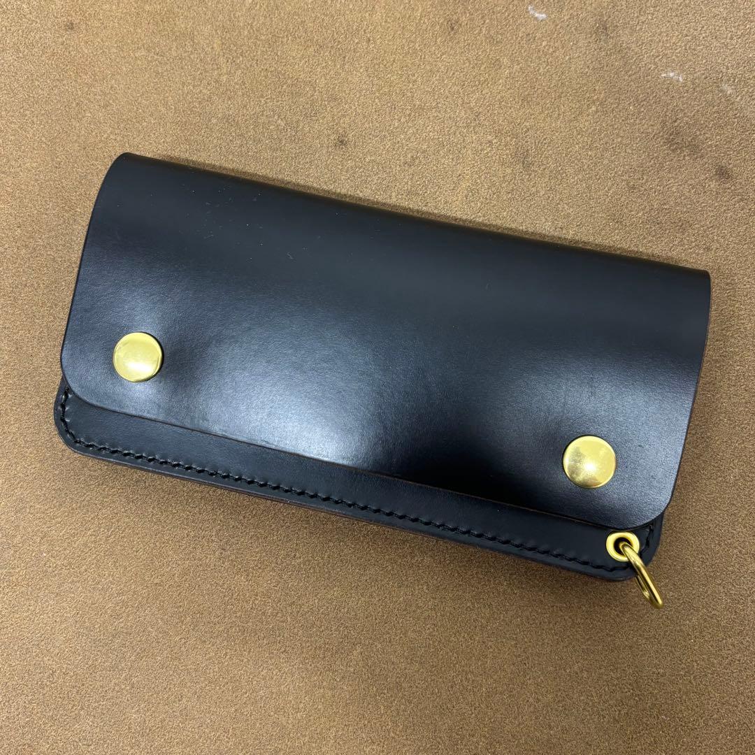 クロムエクセル　トラッカーウォレット　黒　茶心　3層　HORWEEN