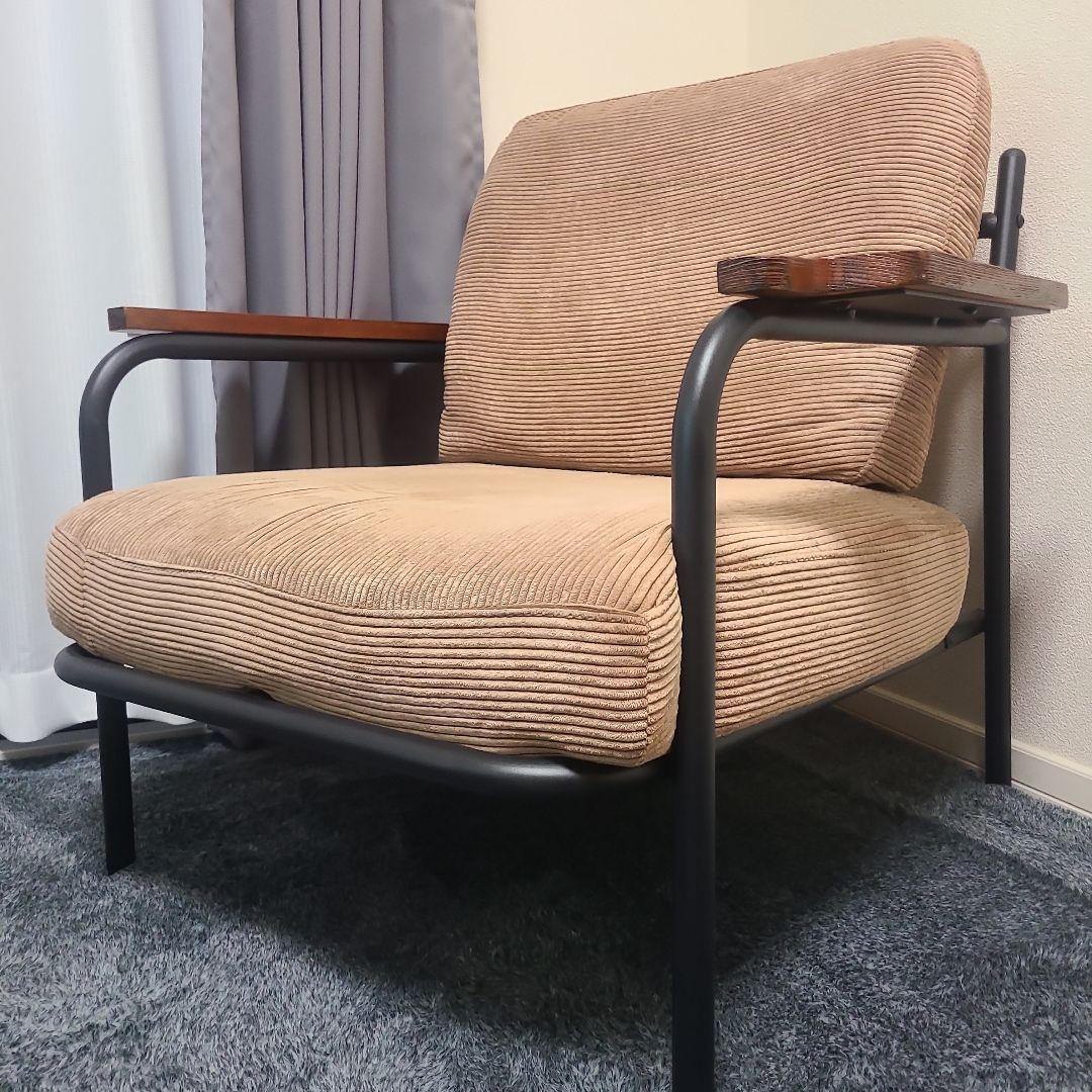 モダンデコ　1人掛けソファ　コーデュロイ　モカ