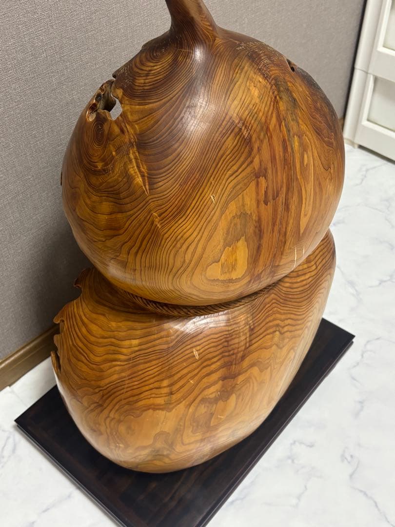 特大サイズ 布袋様・大黒天 瓢箪型 縁起物 七福神 縁起 木製 当時物 木彫り