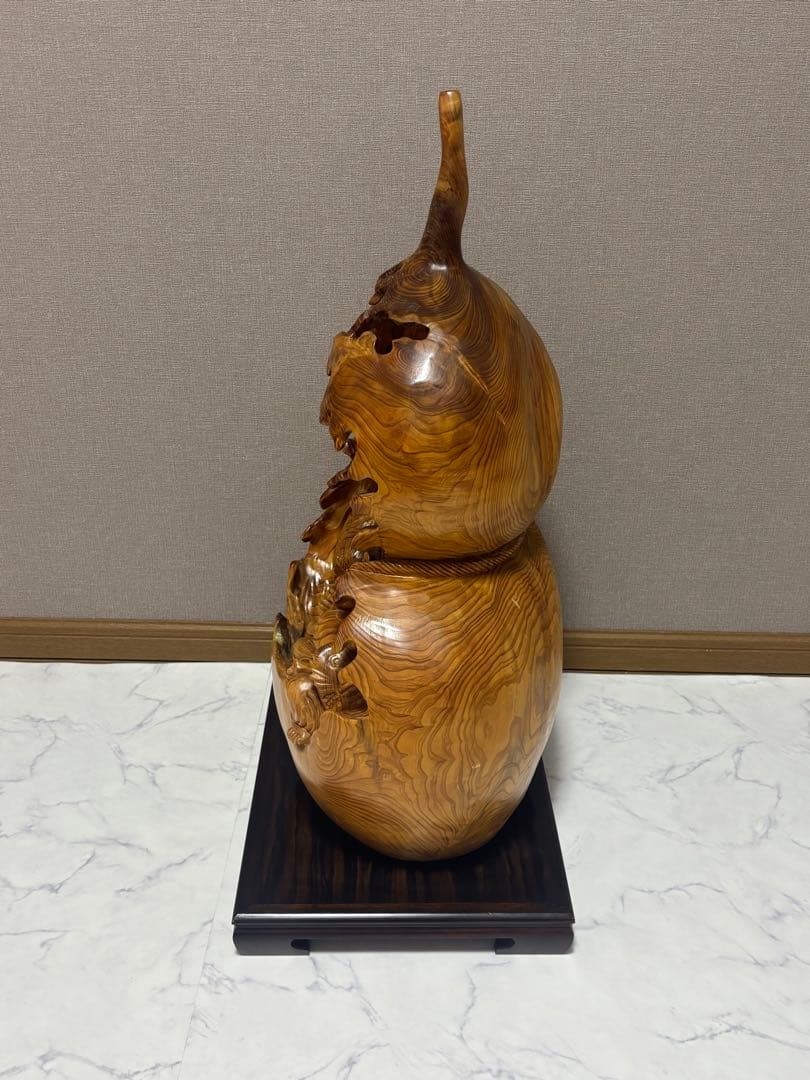 特大サイズ 布袋様・大黒天 瓢箪型 縁起物 七福神 縁起 木製 当時物 木彫り