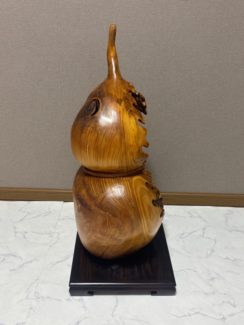 特大サイズ 布袋様・大黒天 瓢箪型 縁起物 七福神 縁起 木製 当時物 木彫り