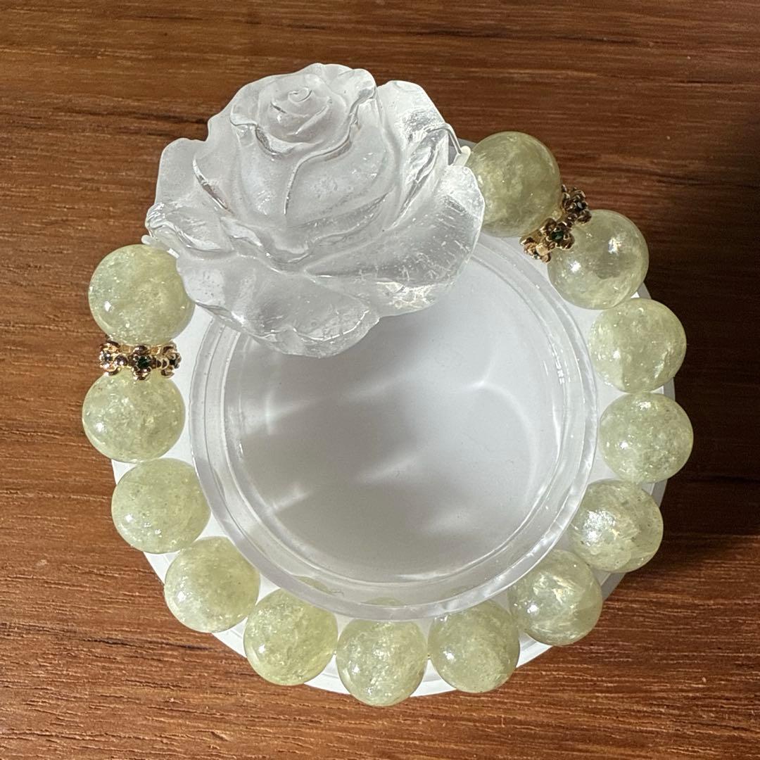 上品❢パステルグリーンマイカと水晶のバラブレス❥