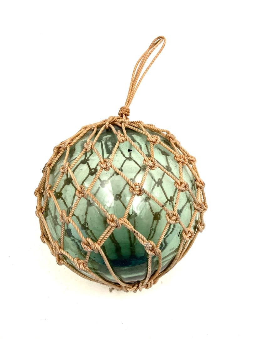 希少　ヴィンテージ　ガラス玉（浮き玉）コールタールロープ網付き　3個セット