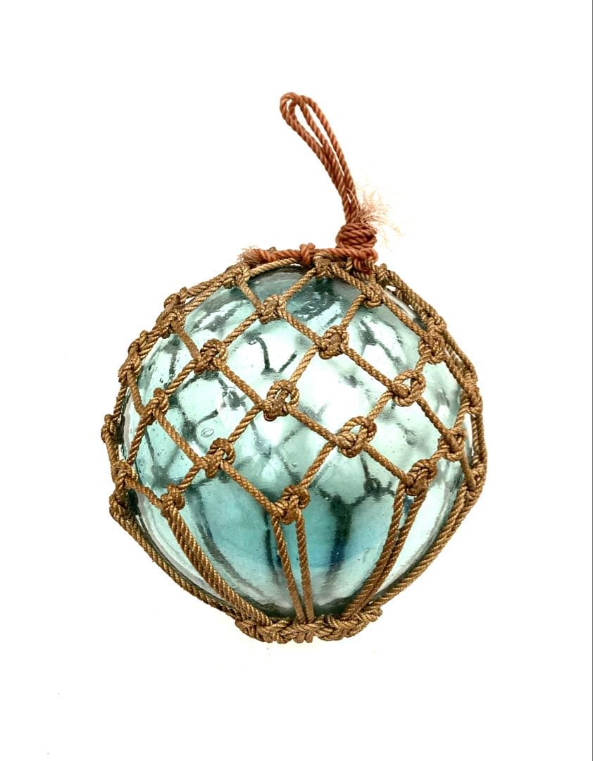 希少　ヴィンテージ　ガラス玉（浮き玉）コールタールロープ網付き　3個セット