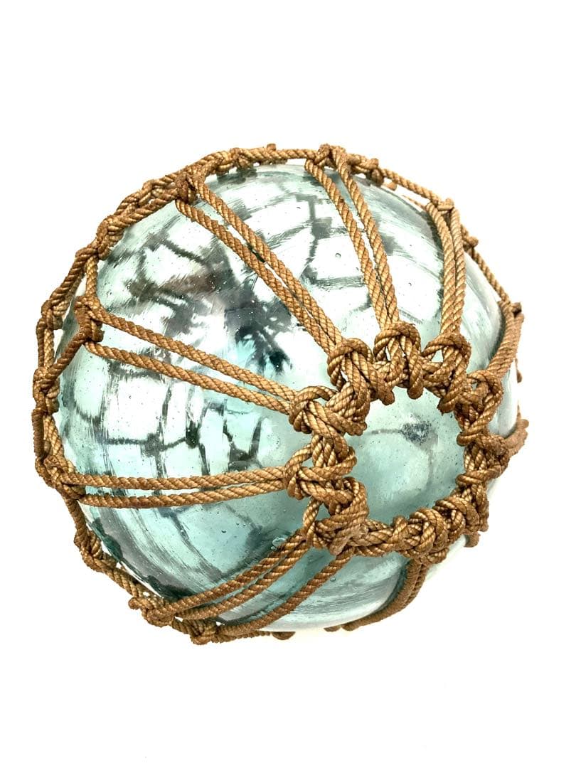 希少　ヴィンテージ　ガラス玉（浮き玉）コールタールロープ網付き　3個セット