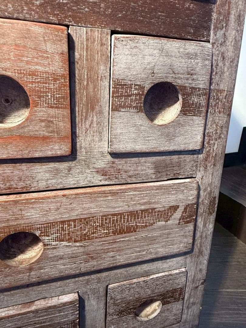 アンティーク　小引き出しチェスト 木製タンス 無垢材 レトロ 古家具 収納棚