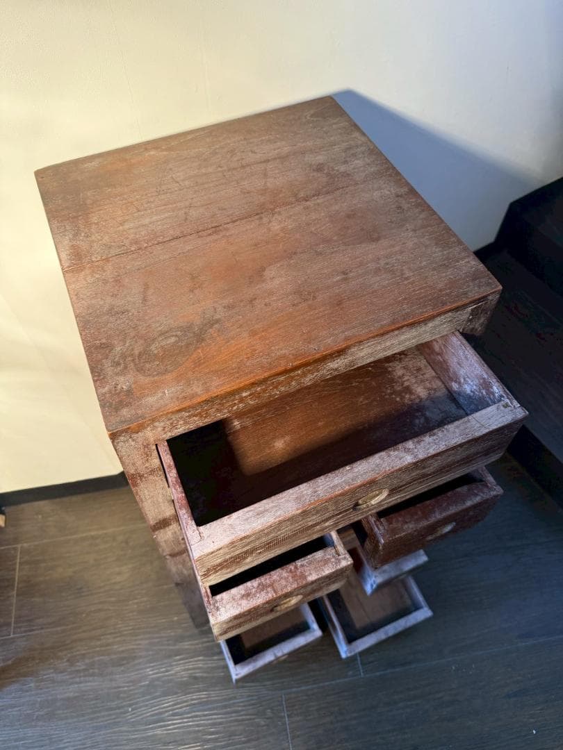 アンティーク　小引き出しチェスト 木製タンス 無垢材 レトロ 古家具 収納棚