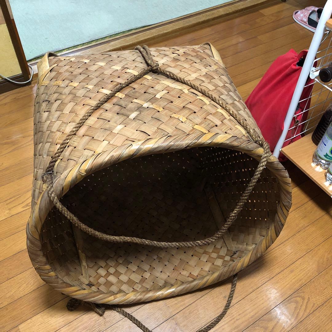 茶摘み籠　竹編みかご　昭和レトロ籠