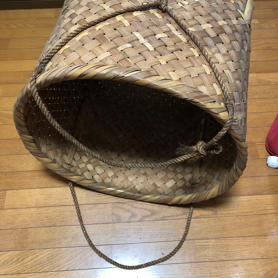茶摘み籠　竹編みかご　昭和レトロ籠