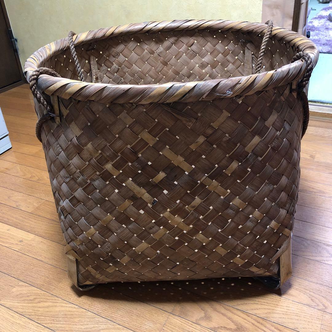 茶摘み籠　竹編みかご　昭和レトロ籠