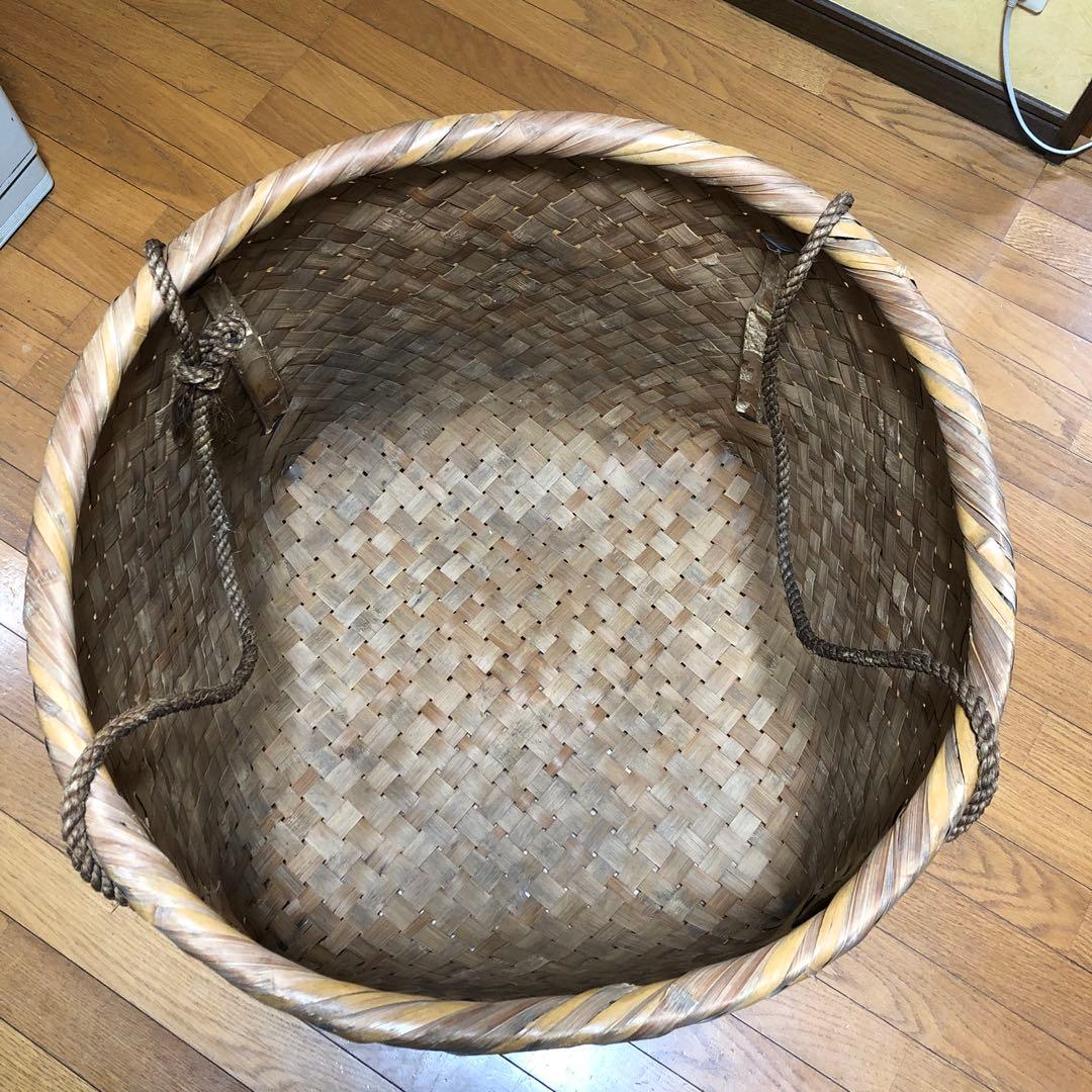 茶摘み籠　竹編みかご　昭和レトロ籠