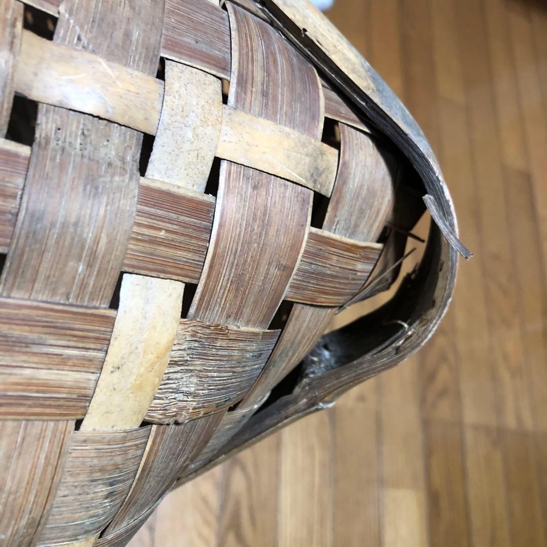 茶摘み籠　竹編みかご　昭和レトロ籠