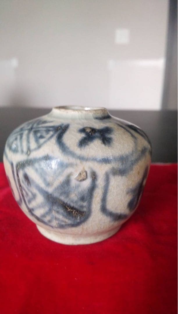 安南染付　古陶磁　中国美術　小壷　振り出し　一輪挿し