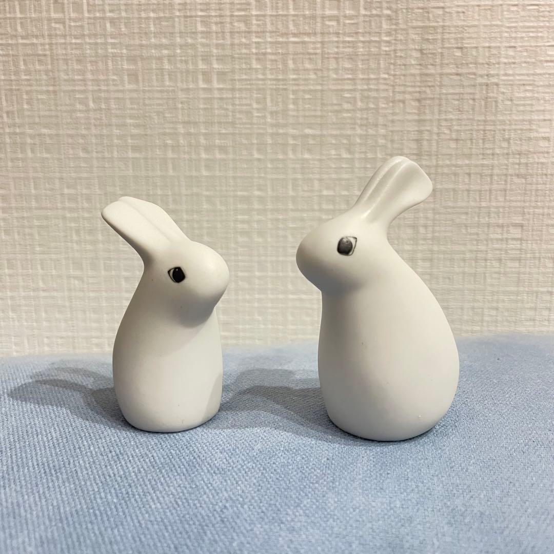 ARABIA ヘルヤ うさぎ 置物　陶器オブジェ 2体セット 北欧インテリア