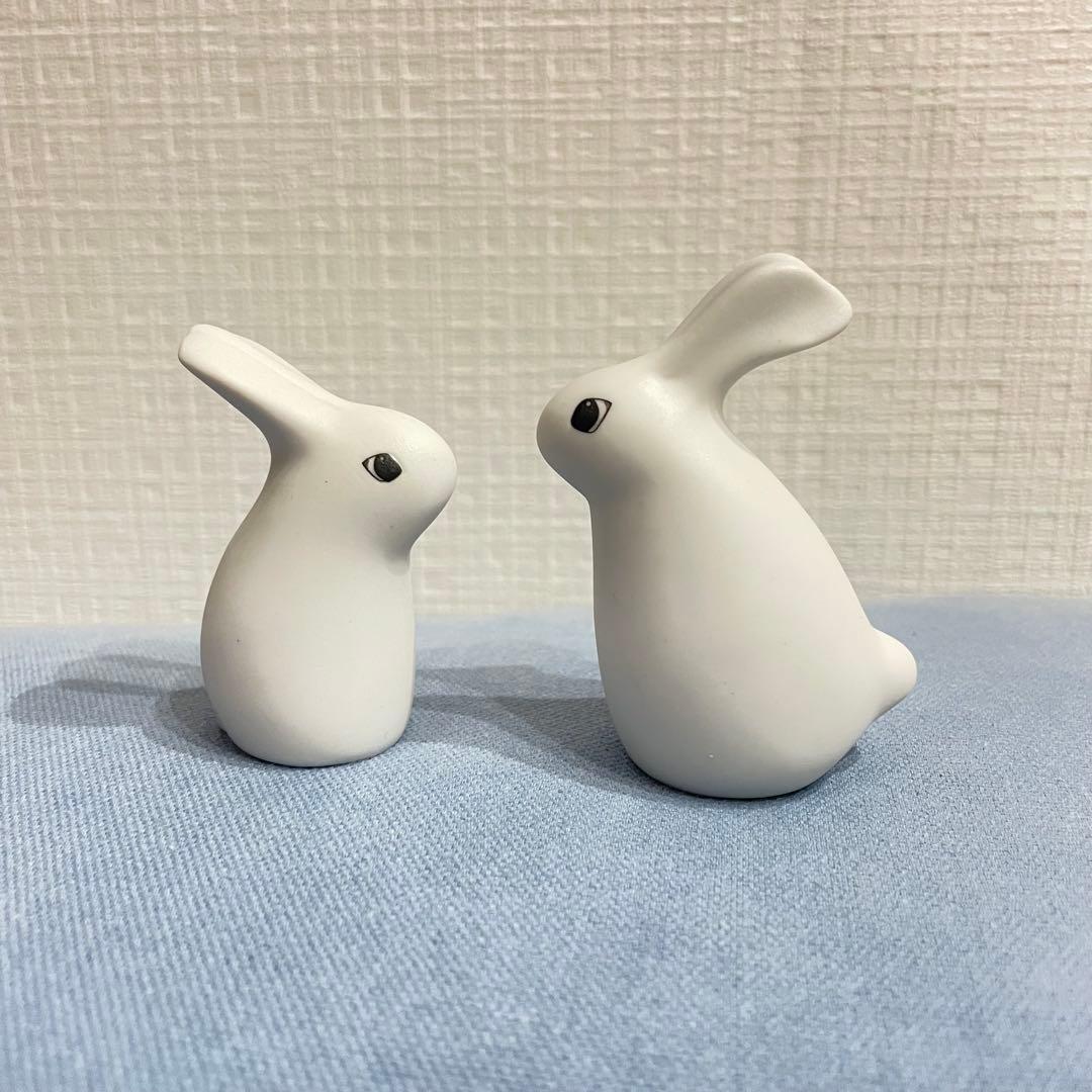 ARABIA ヘルヤ うさぎ 置物　陶器オブジェ 2体セット 北欧インテリア
