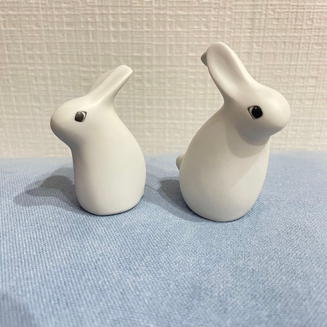 ARABIA ヘルヤ うさぎ 置物　陶器オブジェ 2体セット 北欧インテリア