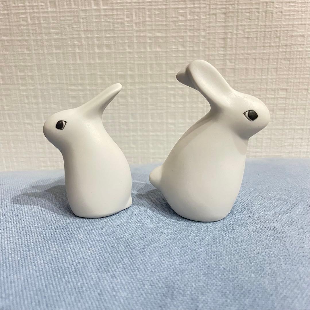 ARABIA ヘルヤ うさぎ 置物　陶器オブジェ 2体セット 北欧インテリア