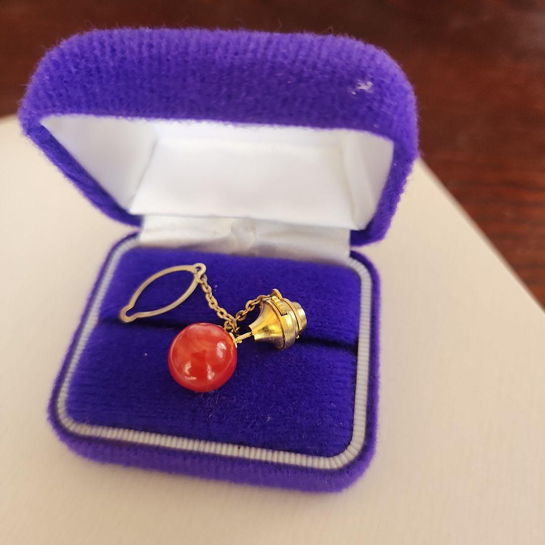 血赤珊瑚 12mm 丸玉タイタックピン