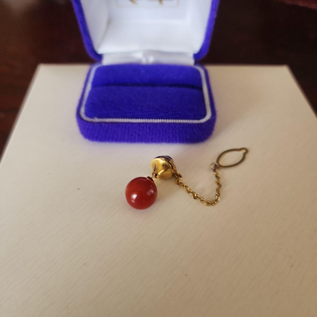 血赤珊瑚 12mm 丸玉タイタックピン