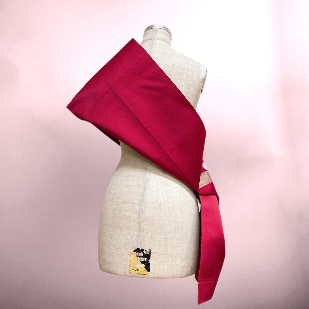 赤 ワンショルダーストール 着物リメイク フリーサイズ 80305