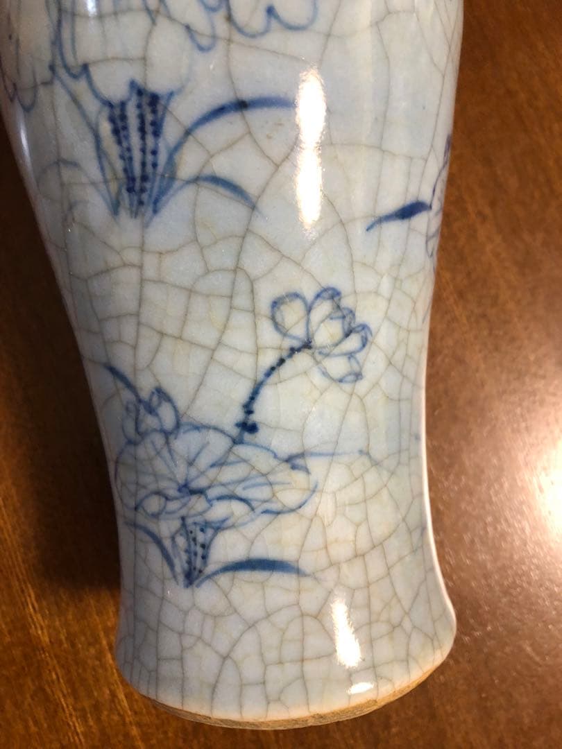 中国　骨董　清時代　仿哥窑 哥窯　青花　染め付け　花瓶