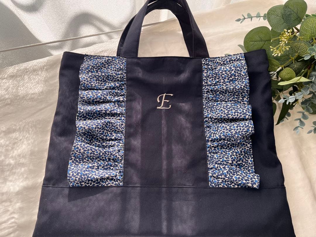 ⭐︎オーダー3/25まで⭐︎名入れ刺繍＊ネイビー×リバティフリルの入園入学4点セット